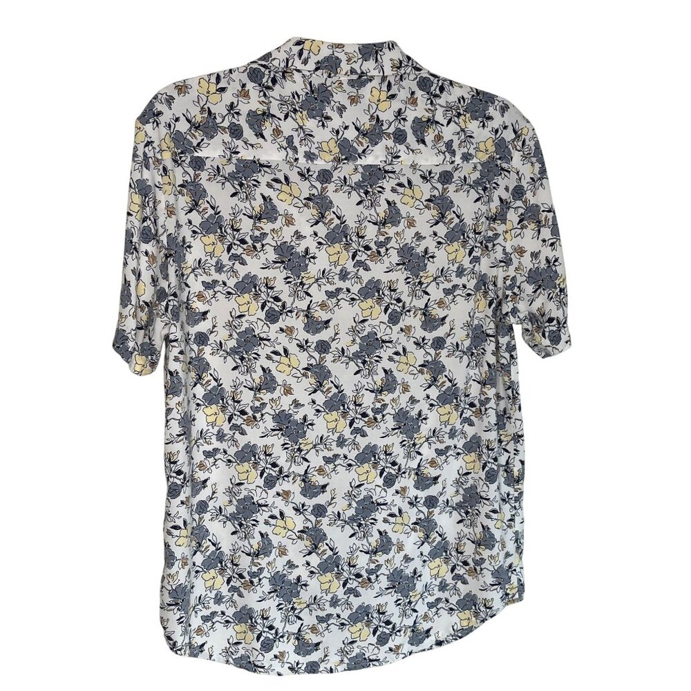 Denim & Flower Ricky Singh Floral Short Sleeve Button-Up Shirt White/Blue/Yellow - Picture 2 of 7